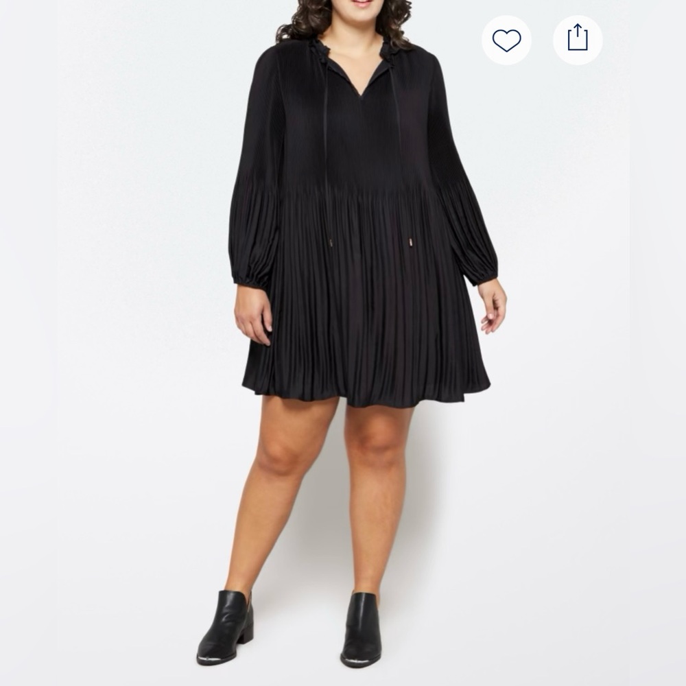 Skies Are Blue Curvy |  Arika Popover Tie Detail Dress | 1X